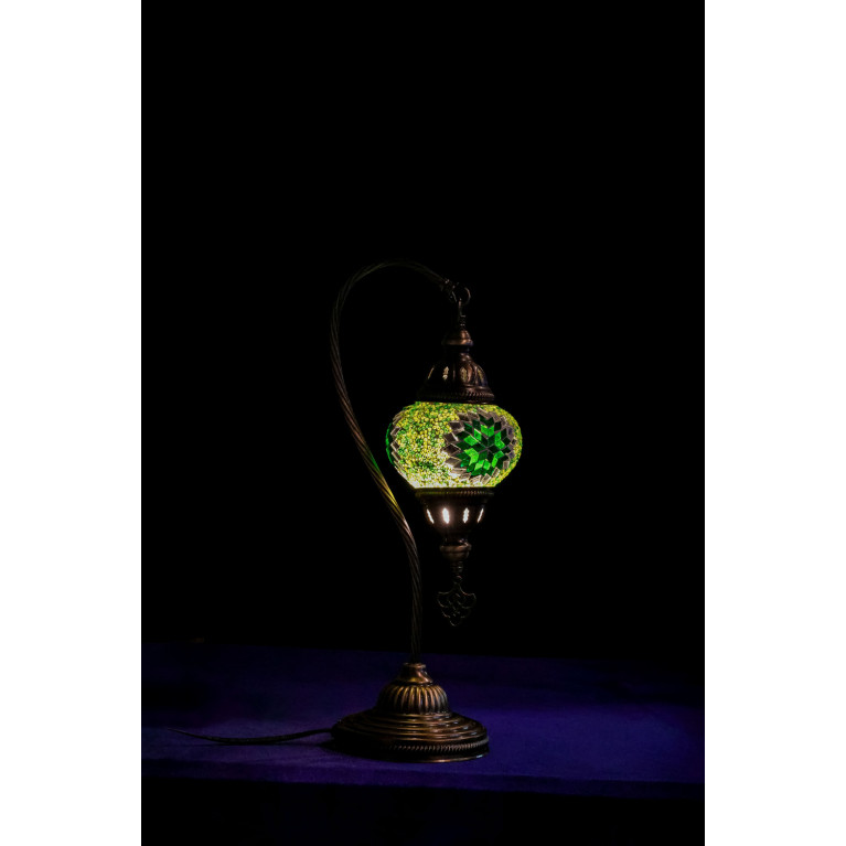 Table lamp "Swan", green/white mosaic, diameter 15 cm